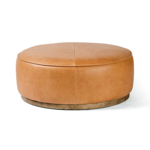 Sinclair Large Round Ottoman In Bttrscotch