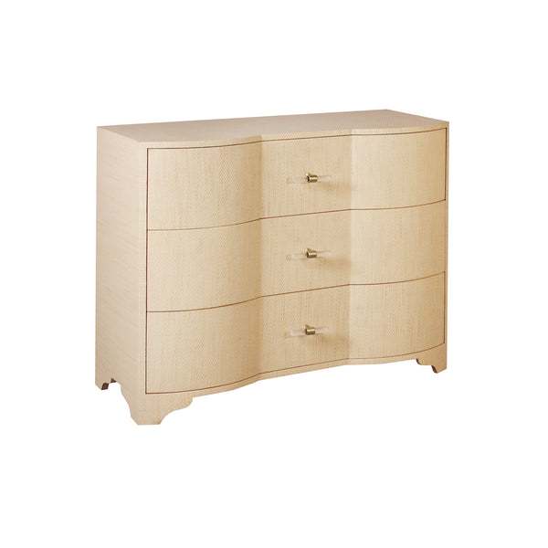 THREE DRAWER CHEST IN NATURAL GRASSCLOTH
