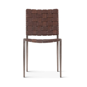 Copenhagen 18" Buffalo Leather and Iron Dining Chair, Brown