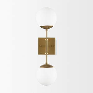 Edie Brushed Gold Metal w/ Frosted Glass Globes 2-Light Wall Sconce