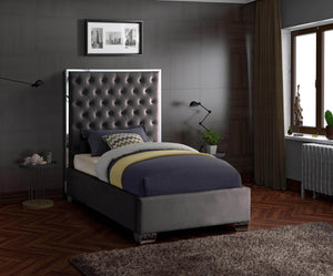 Priscilla Twin Bed In Grey Velvet