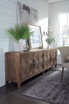 Elani Solid Wood 4-Door Cabinet in Brown