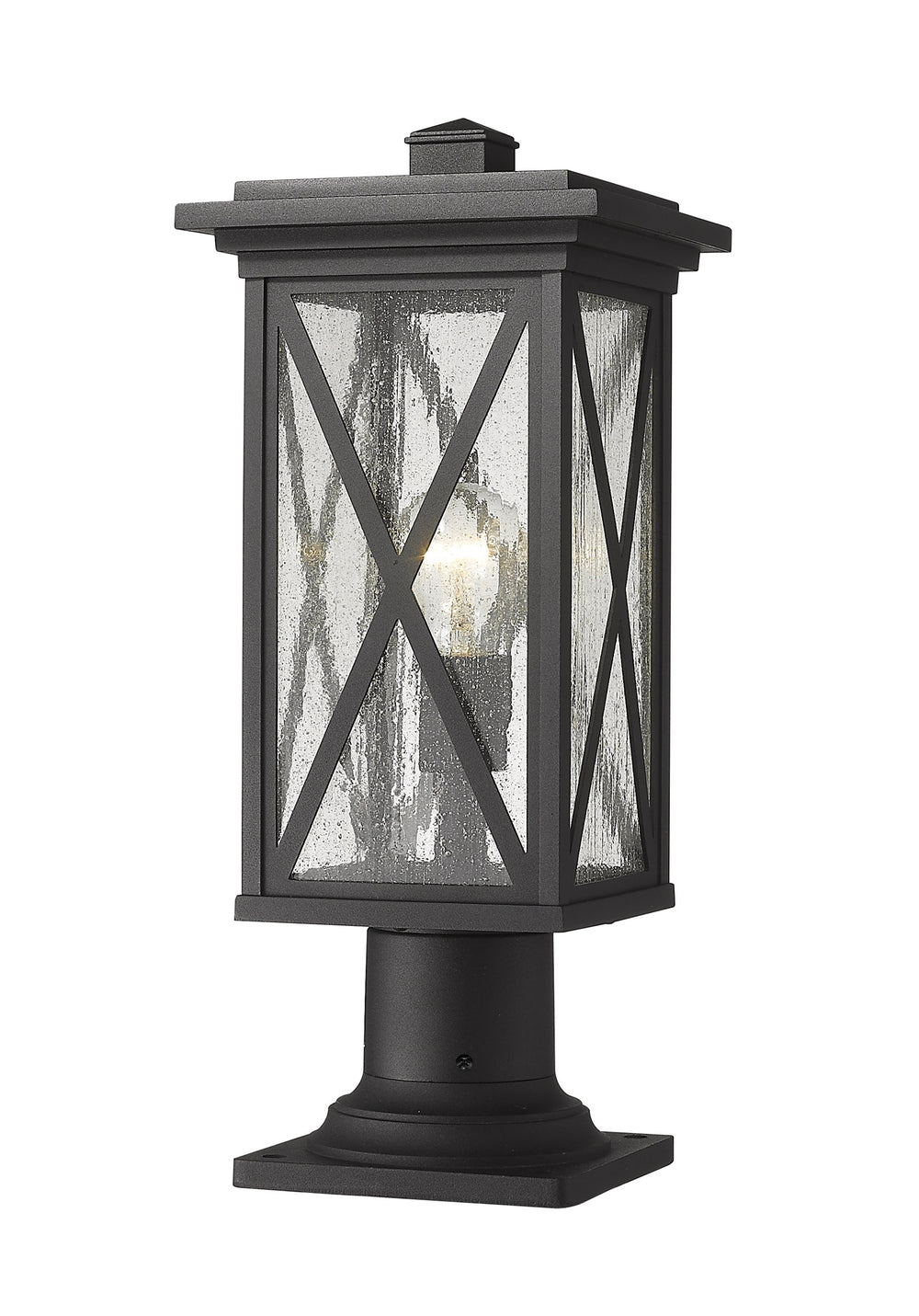 Brookside 1 Light Outdoor Pier Mounted Fixture in Black Finish