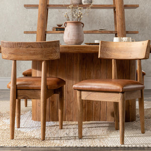 Alvaro Leather Dining Chair Set of 2 - Golden Wheat