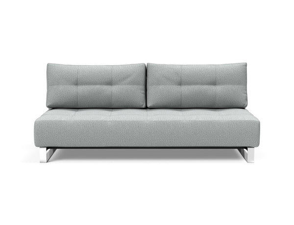 SUPREMAX D.E.L. SLEEPER SOFA in MELANGE LIGHT GREY FABRIC WITH Chrome legs 538