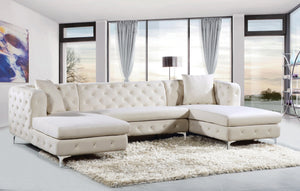 Verna 3pc. Sectional In Cream Velvet