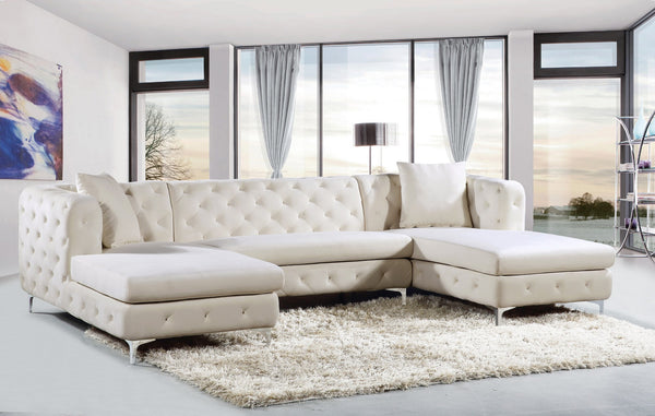 Verna 3pc. Sectional In Cream Velvet