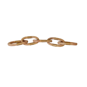 OVAL NATURAL RATTAN DECORATIVE CHAIN WITH BRASS DETAIL