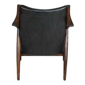 Kiannah Leather Club Chair in Jet Black