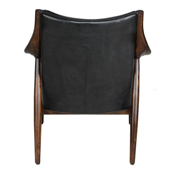Kiannah Leather Club Chair in Jet Black