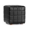 Carlo Leather Square Ottoman - Midnight Raven