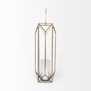 Ivy Large Gold Metal Geometric Cage Candle Holder Lantern