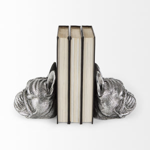 Bruno (Set of 2) 5L x 5W Silver American Bulldog Bookends