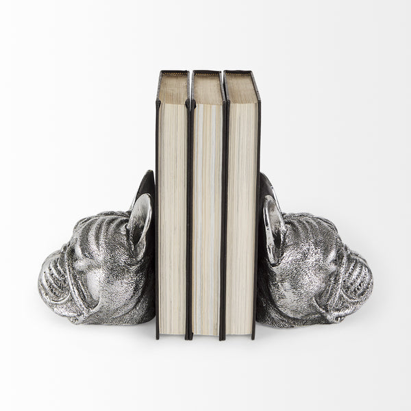 Bruno (Set of 2) 5L x 5W Silver American Bulldog Bookends