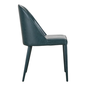 Moe's Burton Dining Chair Set of 2 in Dark Teal Vegan Leather