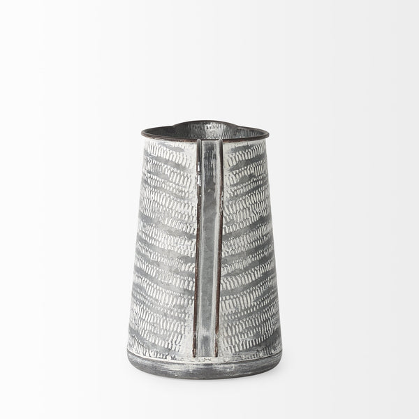 Serena I 8H Small Gray/White Textured Metal Jug