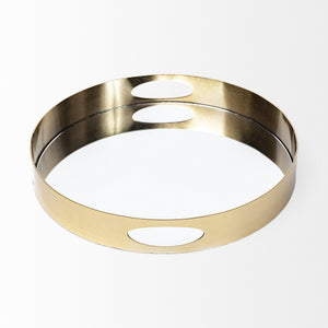 Serkis 15L x 15W Gold Metal Mirrored Base Round Tray