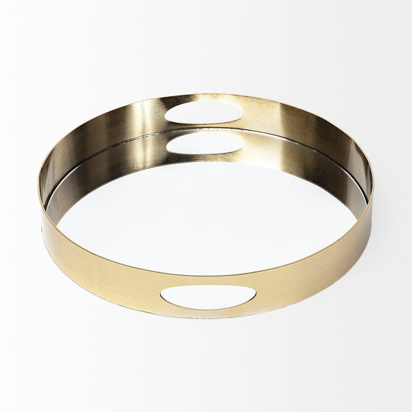 Serkis 15L x 15W Gold Metal Mirrored Base Round Tray