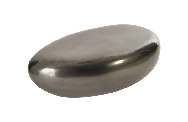 River Stone Coffee Table, Liquid Silver, Small