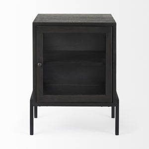 Arelius 20L x 18W x 26H Black-Brown Wood W/ Black Metal Frame End/Side Table