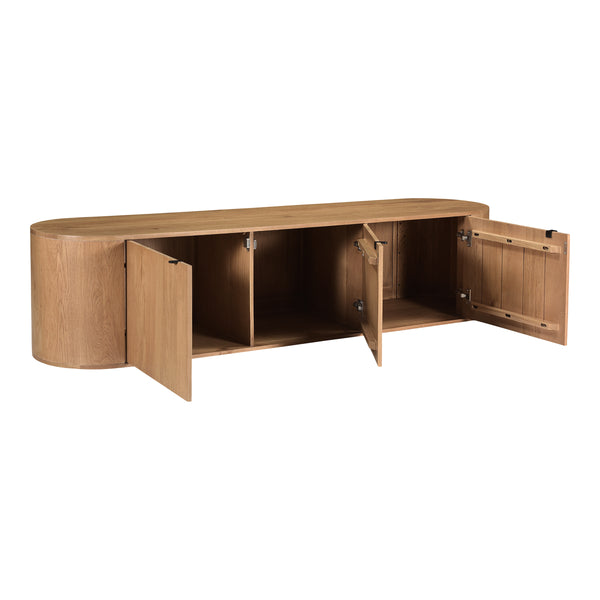 Theo Media Bench in Natural Oak