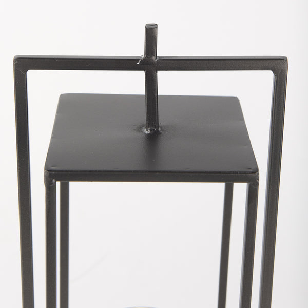 Albus II Small Black Metal Rectangular Table Candle Holder