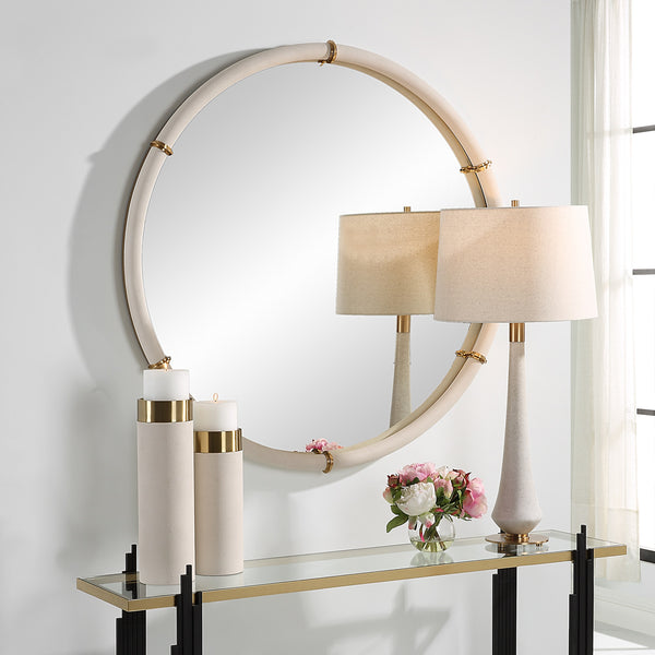 Cyprus White Round Mirror