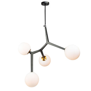 Ravello 4 Light Pendant in Black & Harvest Brass
