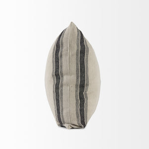 Hattie 20L x 20W Beige and Black Fabric Striped Decorative Pillow Cover