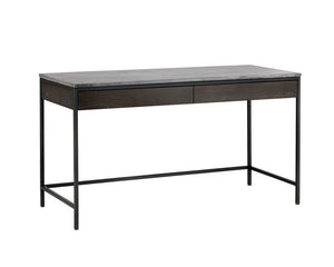 Stamos Desk - Black - Light Grey Marble / Charcoal Grey