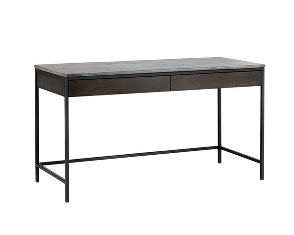 Stamos Desk - Black - Light Grey Marble / Charcoal Grey