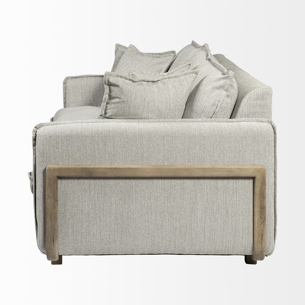 Roy I 84" Frost Gray Upholstered Three Seater Sofa