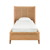 WINGED HEADBOARD AND PLATFORM IN RADIO WEAVE WRAPPED RATTAN, TWIN SIZE