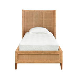 WINGED HEADBOARD AND PLATFORM IN RADIO WEAVE WRAPPED RATTAN, TWIN SIZE