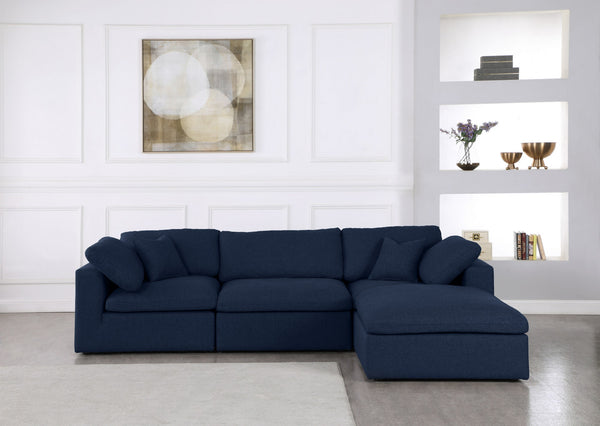 Carmen Cloud Modular Sectional In Navy Linen Fabric