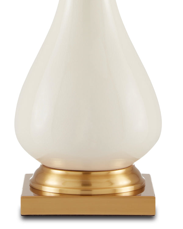 Lynton Cream Table Lamp In Cream Crackle & Brass