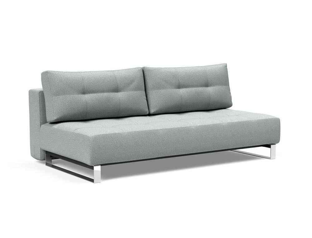 SUPREMAX D.E.L. SLEEPER SOFA in MELANGE LIGHT GREY FABRIC WITH Chrome legs 538