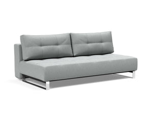 SUPREMAX D.E.L. SLEEPER SOFA in MELANGE LIGHT GREY FABRIC WITH Chrome legs 538