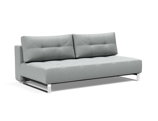 SUPREMAX D.E.L. SLEEPER SOFA in MELANGE LIGHT GREY FABRIC WITH Chrome legs 538