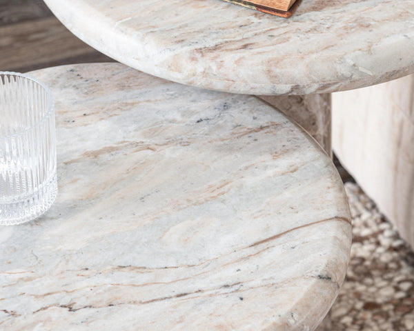 Huxley Marble Round Accent Table - 18"