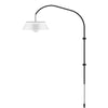 Cuna White 1-Light Wall Lamp with Black Wall Hanger