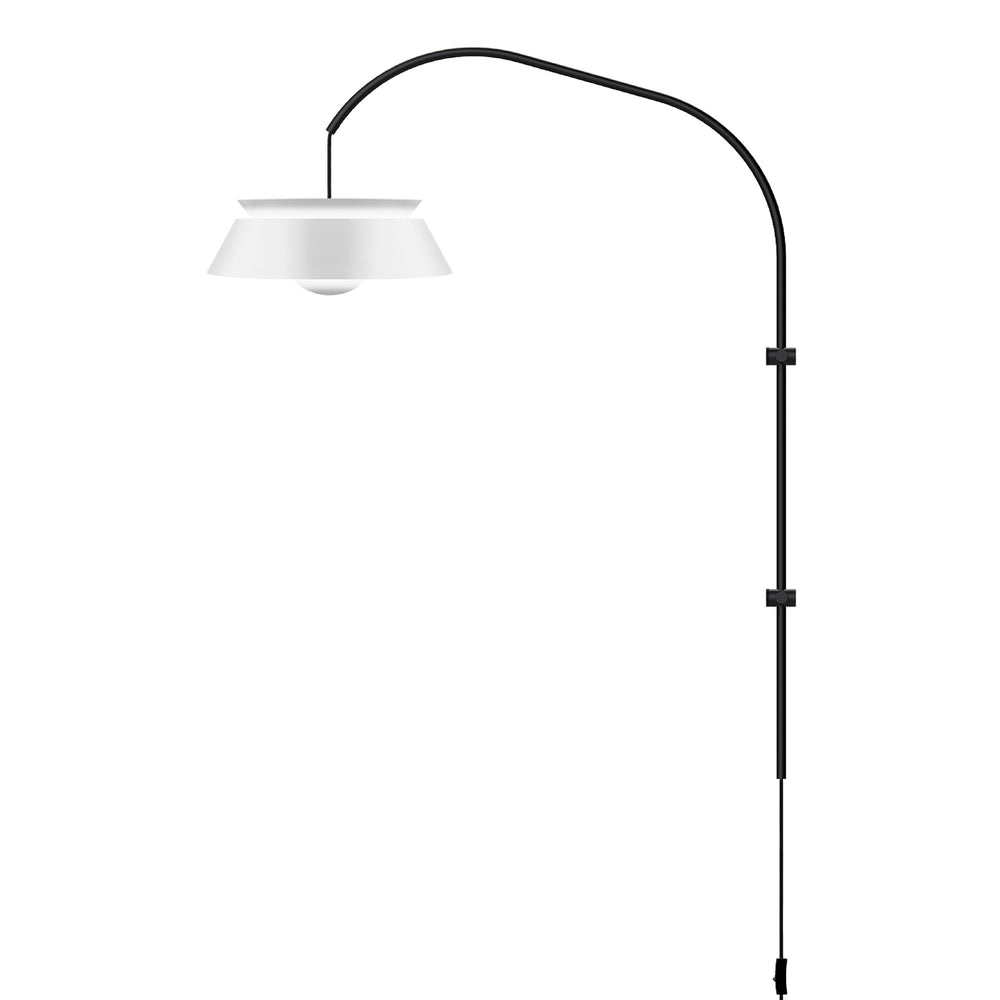 Cuna White 1-Light Wall Lamp with Black Wall Hanger