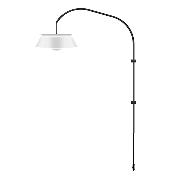 Cuna White 1-Light Wall Lamp with Black Wall Hanger