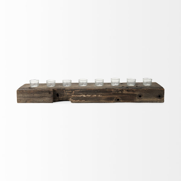 Lakara Reclaimed Wood Eight Tealight Table Candle Hodler