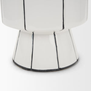 Dinah Large White w/ Black Stripes  Ceramic Vase