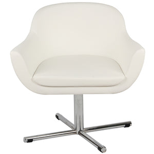 chelsea swivel lounge in white leather