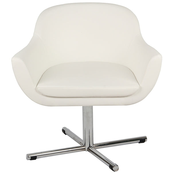 chelsea swivel lounge in white leather