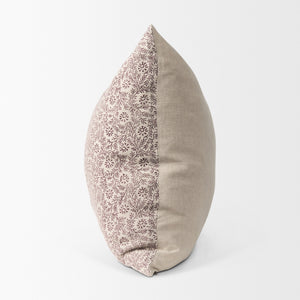 Jayne Beige w/ Merlot Print Linen Square Decorative Pillow Cover