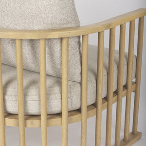 Kopari Beige Fabric W/Light Brown Wood Accent Chair