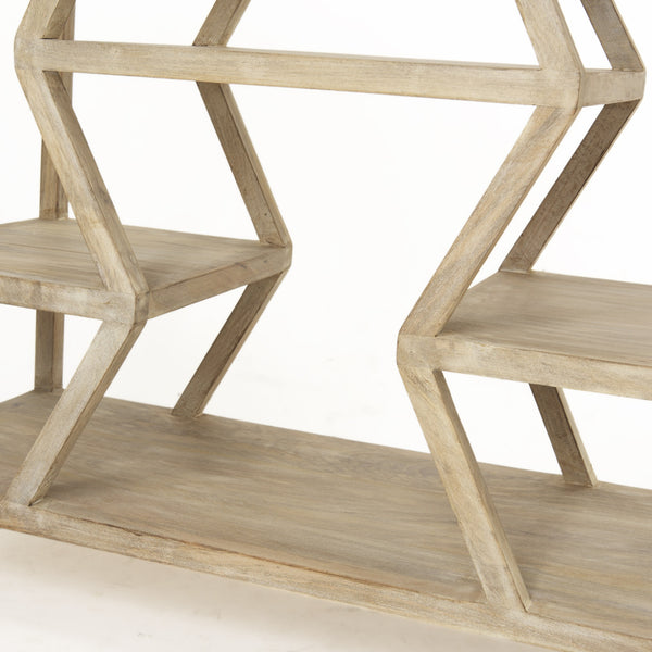 Dayton II 66L x 16W Natural Wooden Multi-Level Shelf Console Table